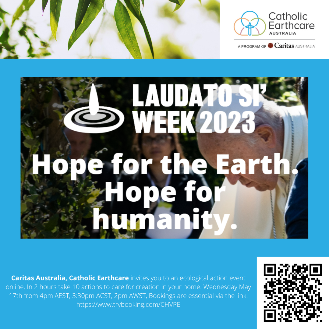 Laudato Si' week online action event. 10 actions in 2 hrs. Laudato Si